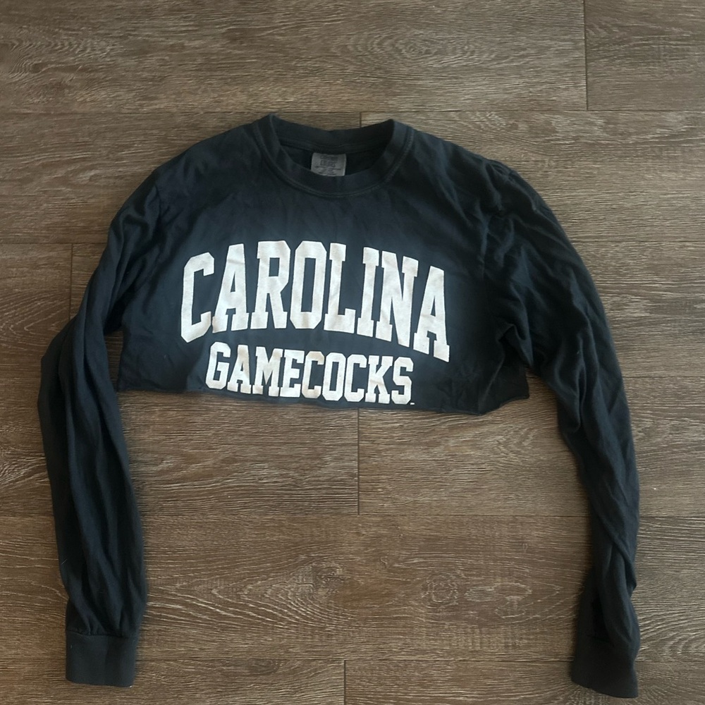 Black Carolina Gamecocks Cropped Long Sleeve Shirt